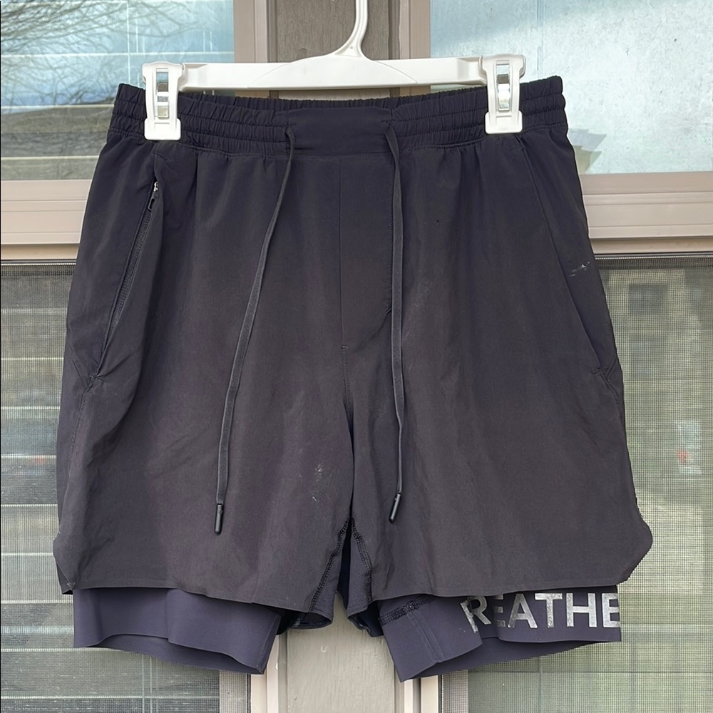 Lululemon Pace Breaker Shorts MEDIUM 7” Liner Black Breathe Repeat